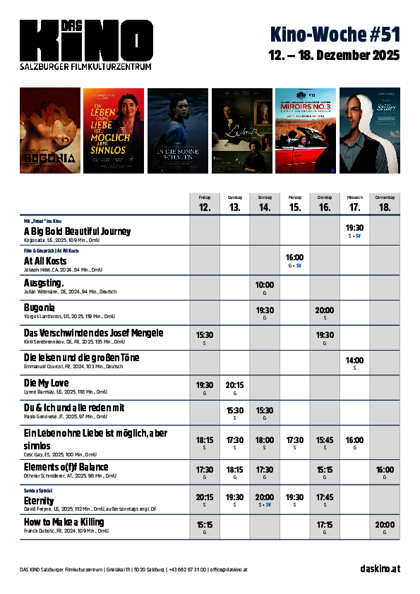 Wochenplan diese Woche